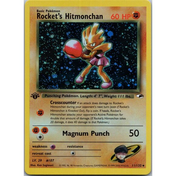 Rocket's Hitmonchan Gym Heroes 1st Edition "Reprinted" - Picture 1 of 3